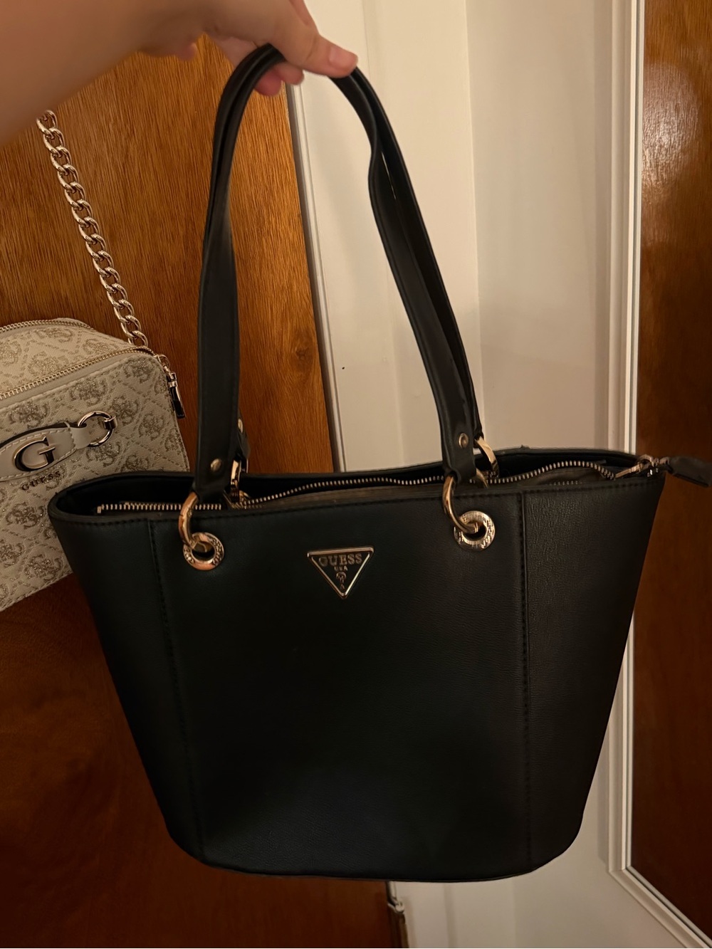 GUESS Black Tote with Gold Accents